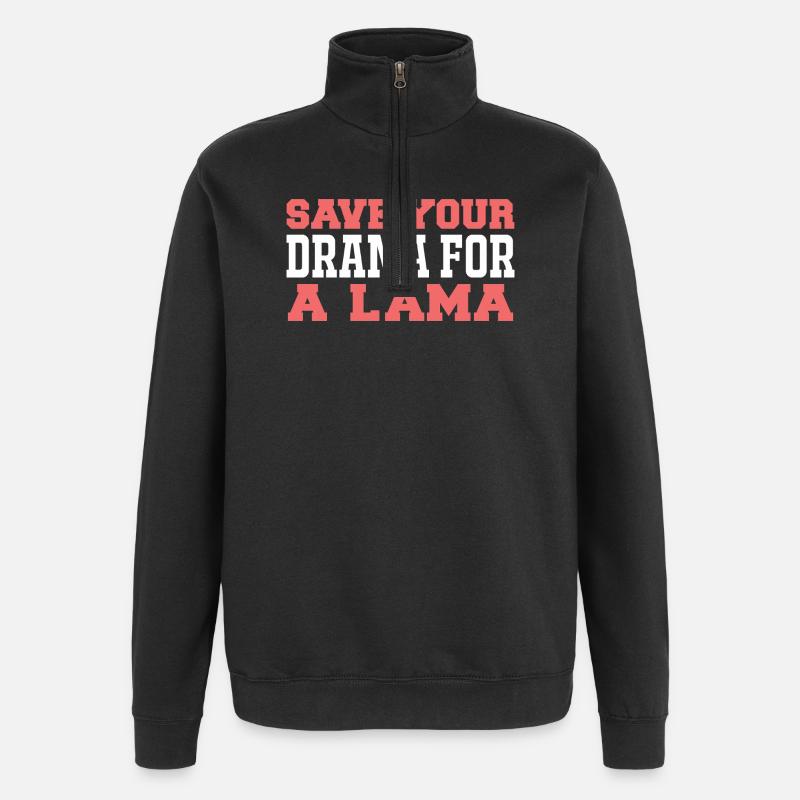 Épargne-toi du drame à un lama - Sweat à zip 1/4 - noir