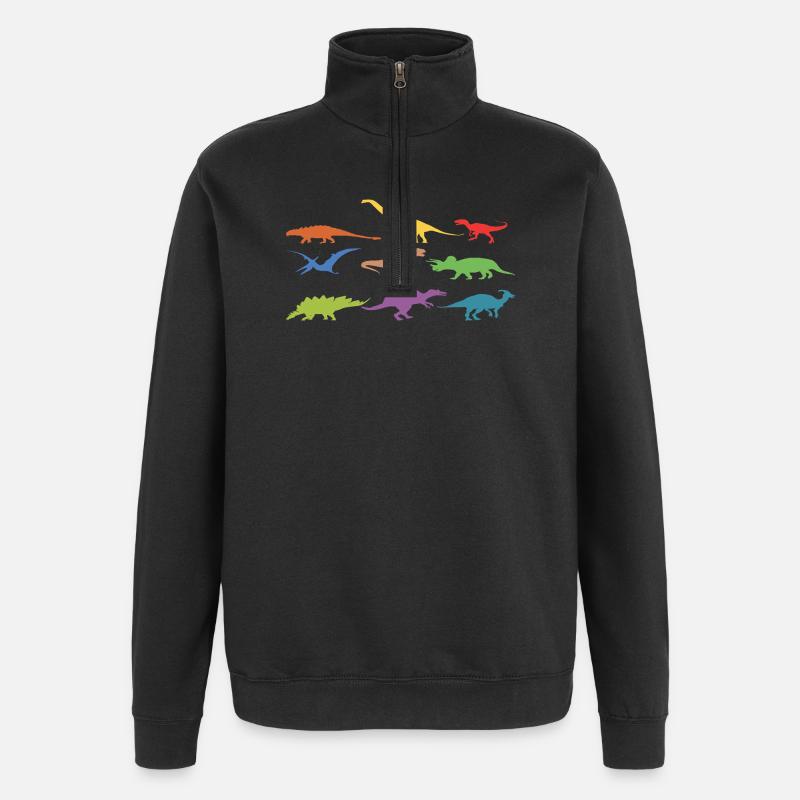 Bunte Dinosaurier - Quarter-Zip-Sweatshirt - Schwarz