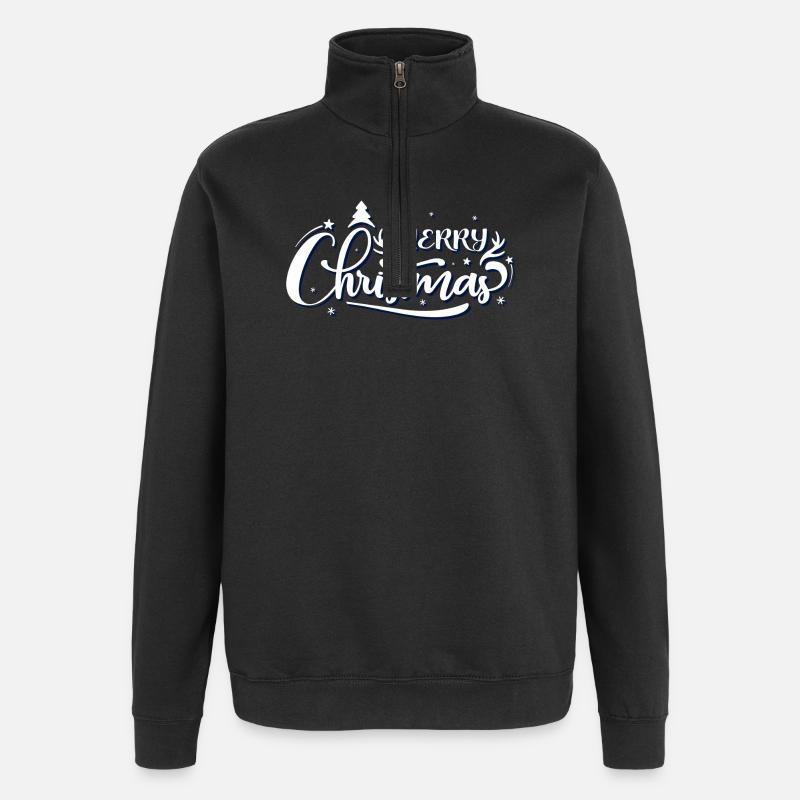 Ornate Merry Christmas Script - Quarter-Zip Sweatshirt - black