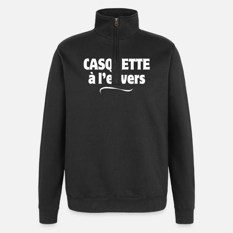 casquette, casquette à l'envers - Sweat à zip 1/4 - noir