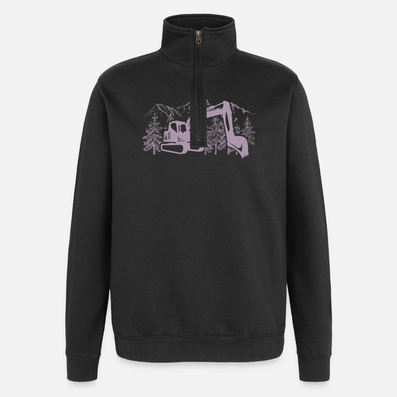 Bagger Silhouette Baugeräteführer Arbeit - Quarter-Zip-Sweatshirt - Schwarz