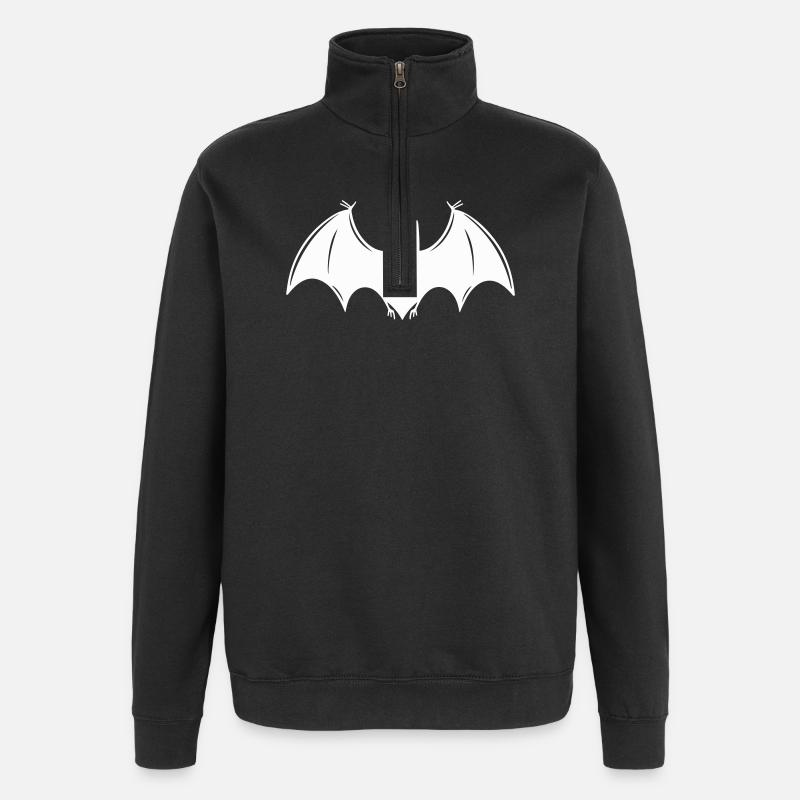 Fledermaus - Quarter-Zip-Sweatshirt - Schwarz