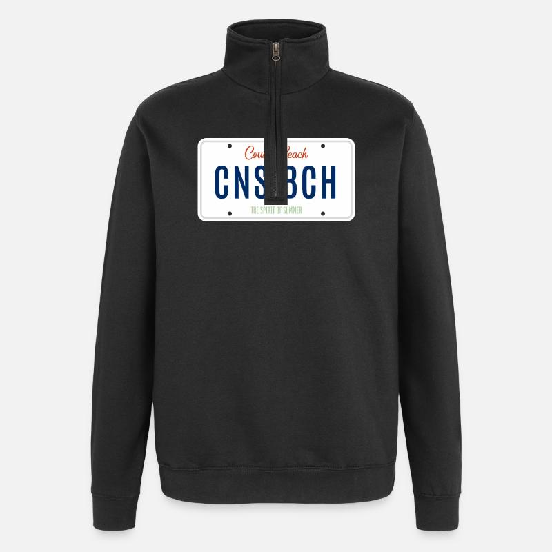 Plage Cousins – Plaque d’immatriculation - Sweat à zip 1/4 - noir