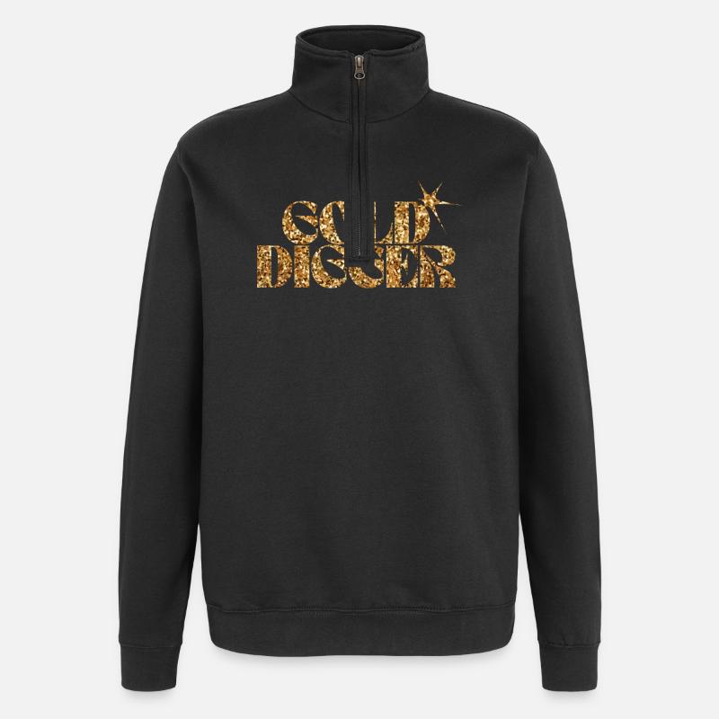 Gold Digger Glitter Text - Quarter-Zip Sweatshirt - black