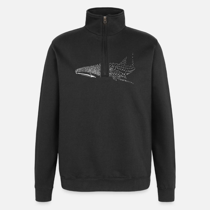 Requin-baleine - Sweat à zip 1/4 - noir