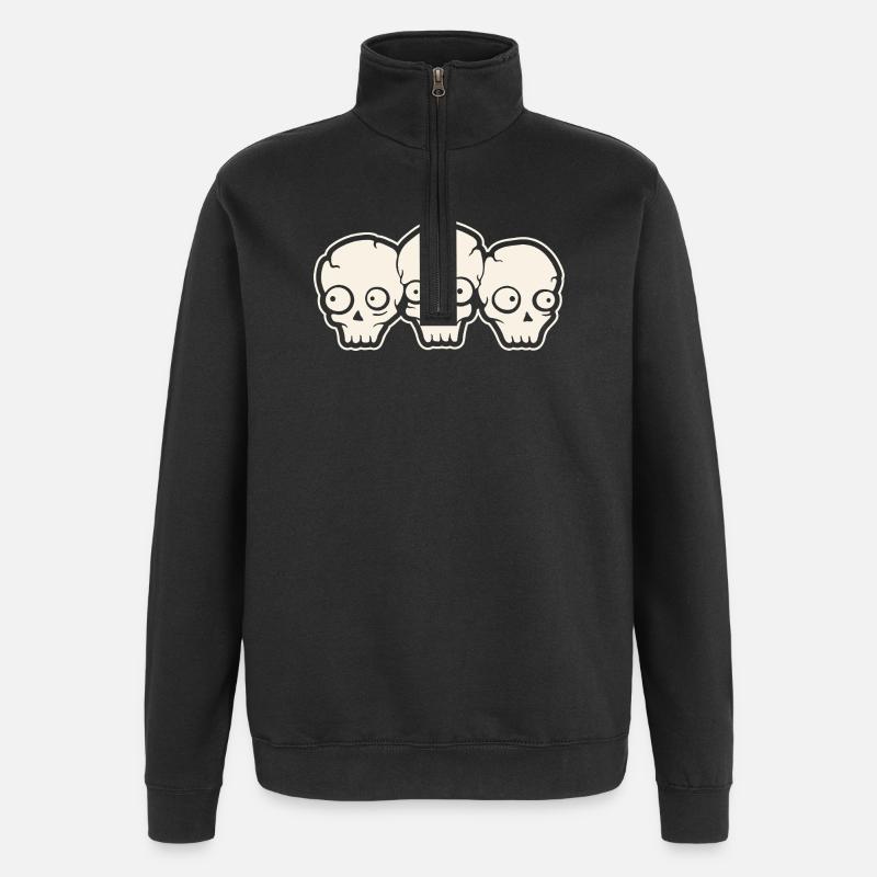 Totenkopf - Quarter-Zip-Sweatshirt - Schwarz