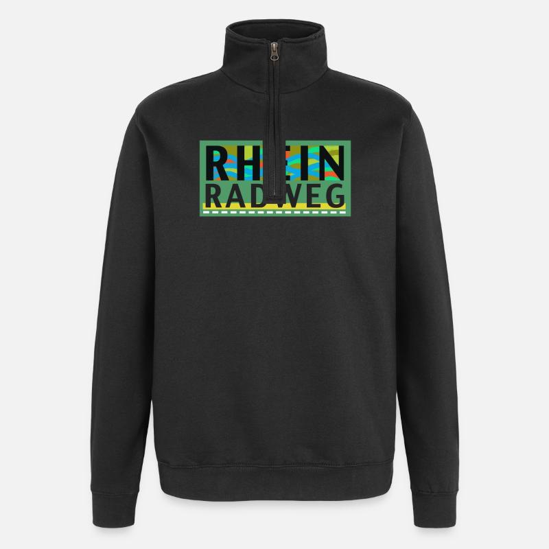Rheinradweg - Quarter-Zip-Sweatshirt - Schwarz