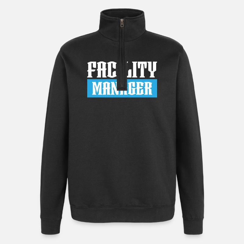 tshirt facility manager noir - Sweat à zip 1/4 - noir