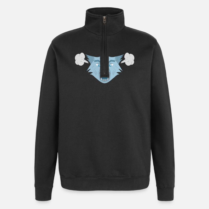 Wütender Wolf - Quarter-Zip-Sweatshirt - Schwarz