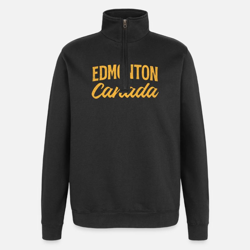 Edmonton Alberta Canada – Retro Lettering - Quarter-Zip Sweatshirt - black