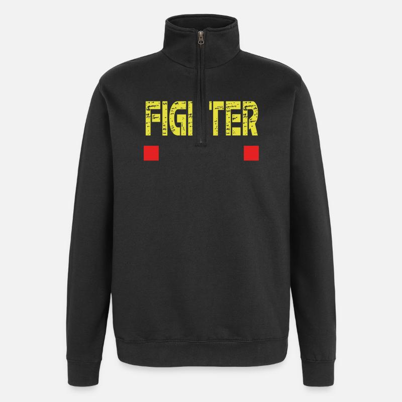 Base de texte FIGHTER - Sweat à zip 1/4 - noir