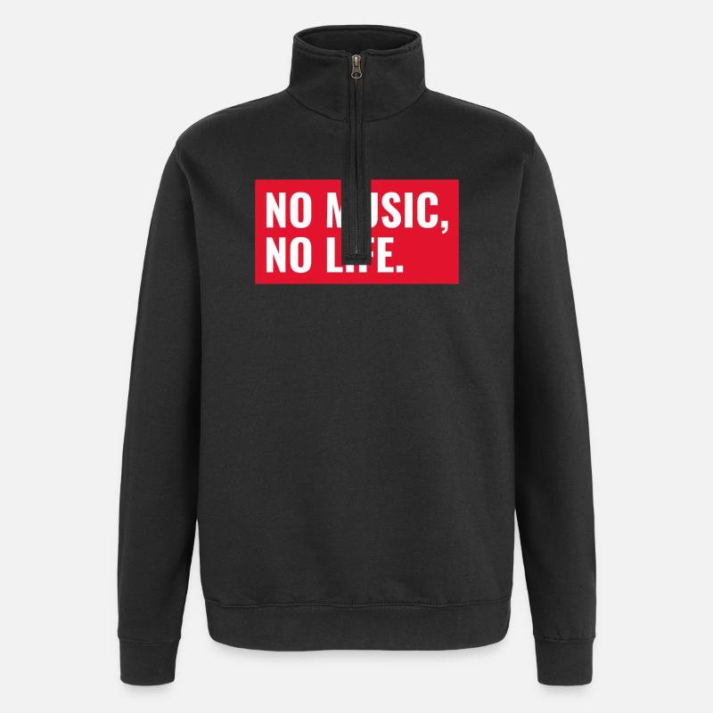 Musik-Statement auf rotem Hintergrund - Quarter-Zip-Sweatshirt - Schwarz