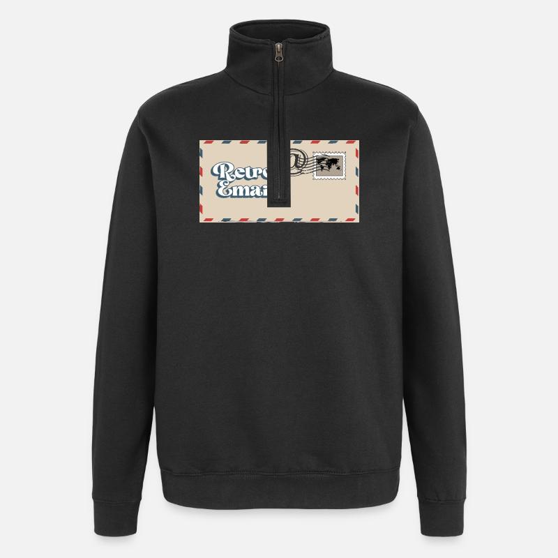 Retro-Emaille - Quarter-Zip-Sweatshirt - Schwarz