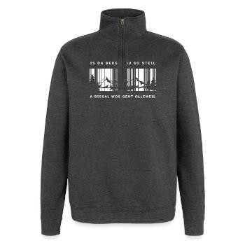 Is da Berg a nu so steil a bissal wos geht ollewei - Quarter-Zip-Sweatshirt - Anthrazit - Vorne - AI Model Female 172 light (172cm) & AI Model Male 178 dark (178cm)