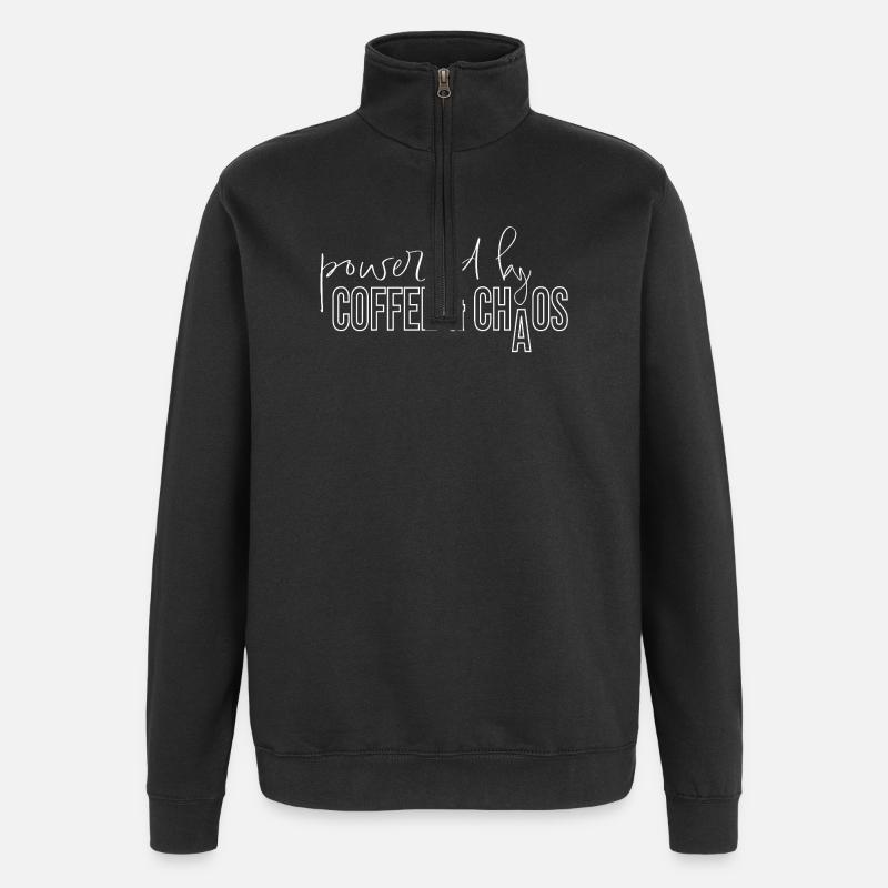 powered by coffee and chaos - Quarter-Zip Sweatshirt - black