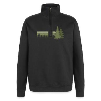 Forêt Arbres Nature Nature Amoureux Nature Conifère - Sweat à zip 1/4 - noir - Devant - AI Model Female 172 light (172cm) & AI Model Male 178 dark (178cm)