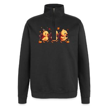 Bébé dinde de Thanksgiving - Sweat à zip 1/4 - noir - Devant - AI Model Female 172 light (172cm) & AI Model Male 178 dark (178cm)