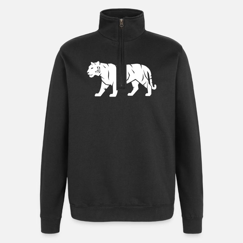 Tiger_Raubkatze_Wild_Tier_Vector_path22 - Sweat à zip 1/4 - noir