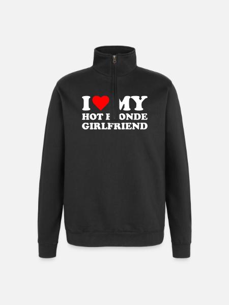 J’aime ma copine blonde - Sweat à zip 1/4 - noir