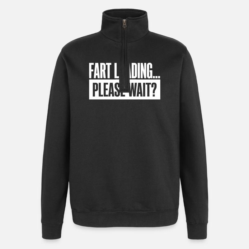 Fart Loading Please Wait Furz Lustig - Quarter-Zip-Sweatshirt - Schwarz