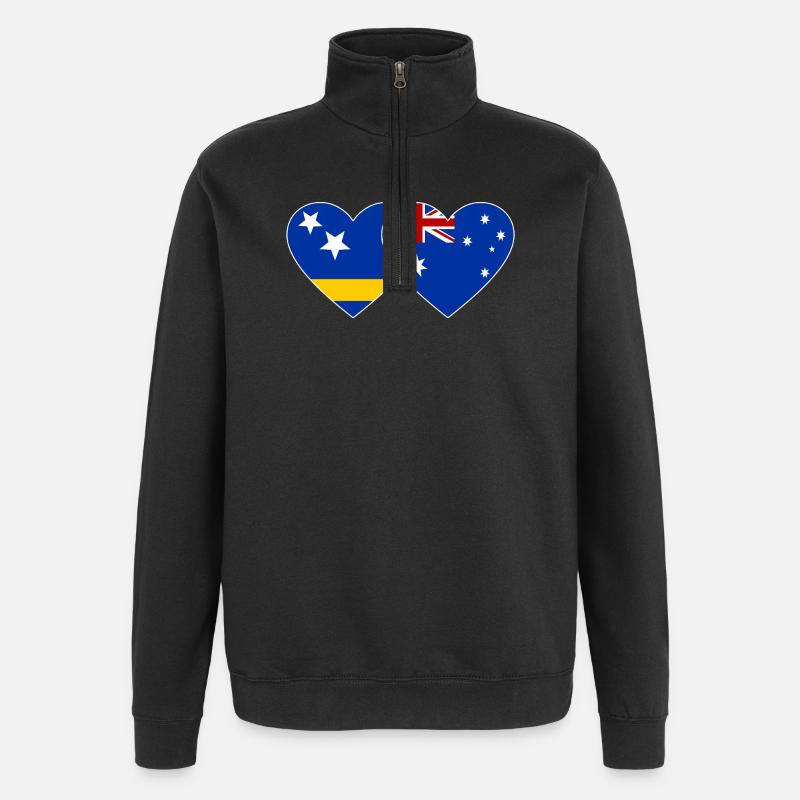 Curacao_Australien_Flagge_Herz - Quarter-Zip Sweatshirt - black