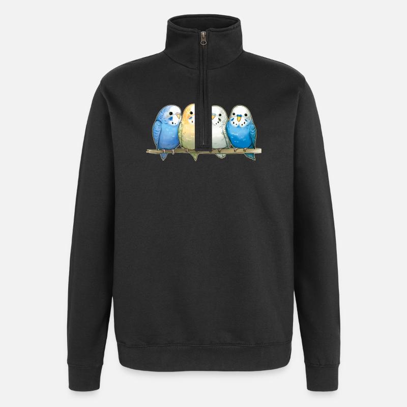 Perruches ondulées - Sweat à zip 1/4 - noir