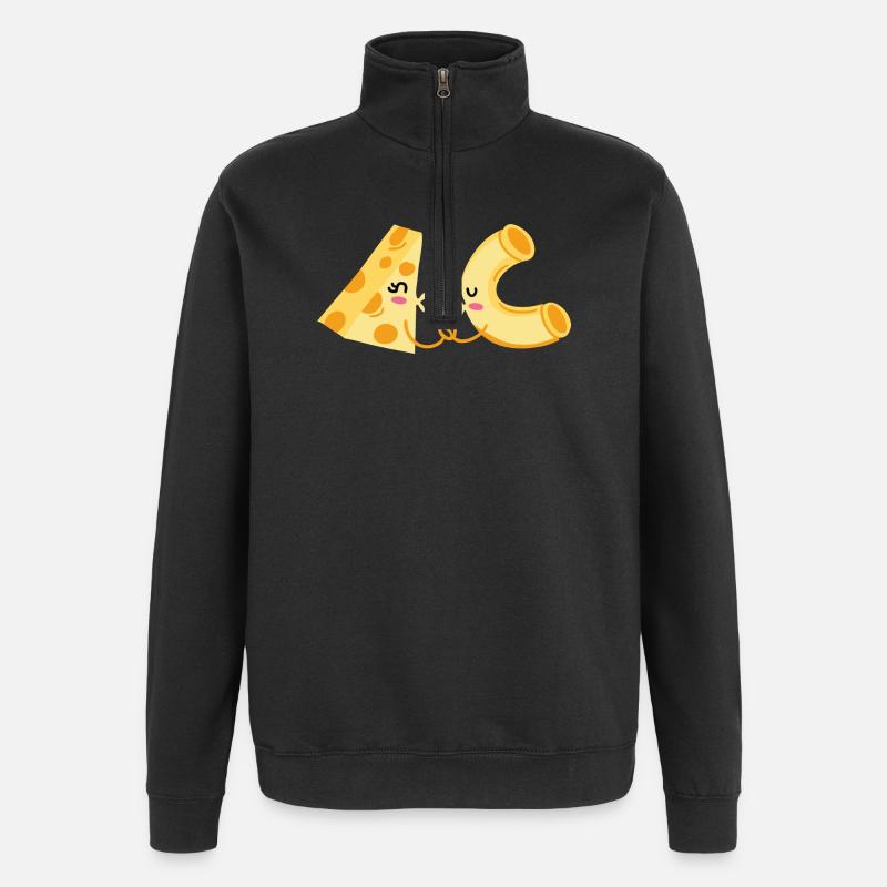 Cheese and pasta Perfect together - Quarter-Zip Sweatshirt - black