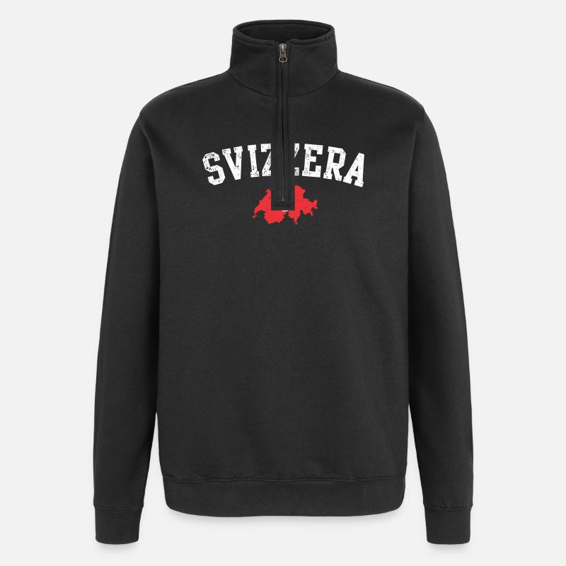 Emblème de la carte suisse - Sweat à zip 1/4 - noir