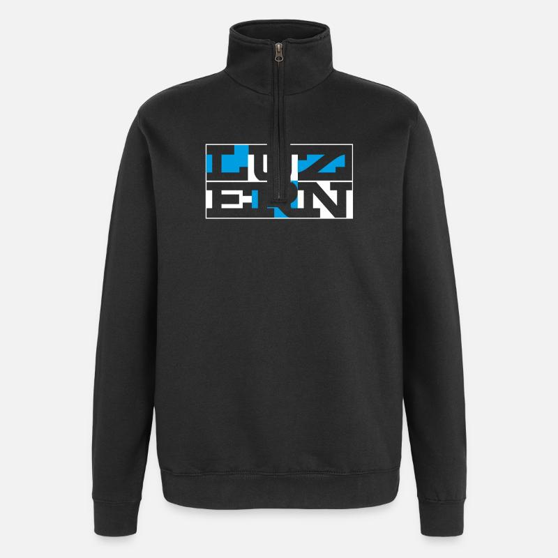 Lucerne Geometric Wordmark - Quarter-Zip Sweatshirt - black