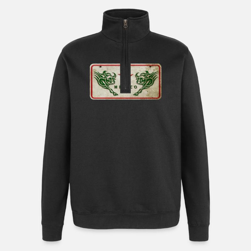 Mexiko Stier Schild - Quarter-Zip-Sweatshirt - Schwarz