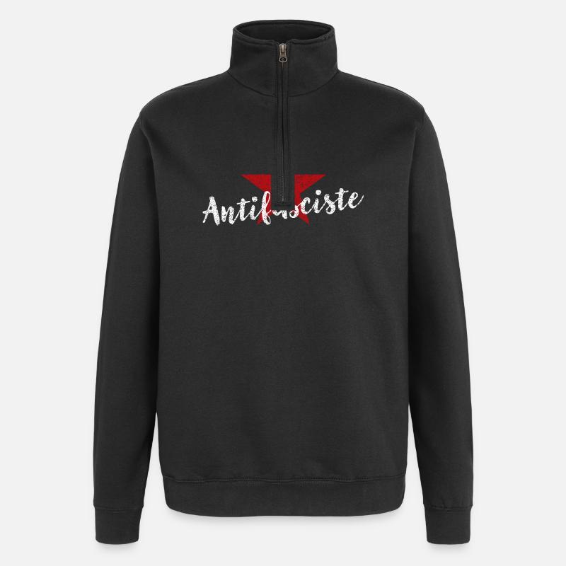 Antifasciste - Sweat à zip 1/4 - noir