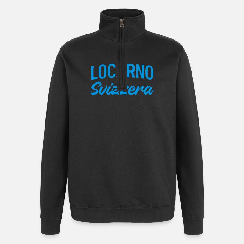 Lettrage Bleu Locarno Suisse - Sweat à zip 1/4 - noir