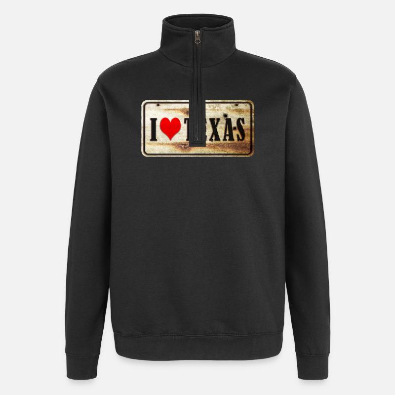 J'adore le Texas - Sweat à zip 1/4 - noir