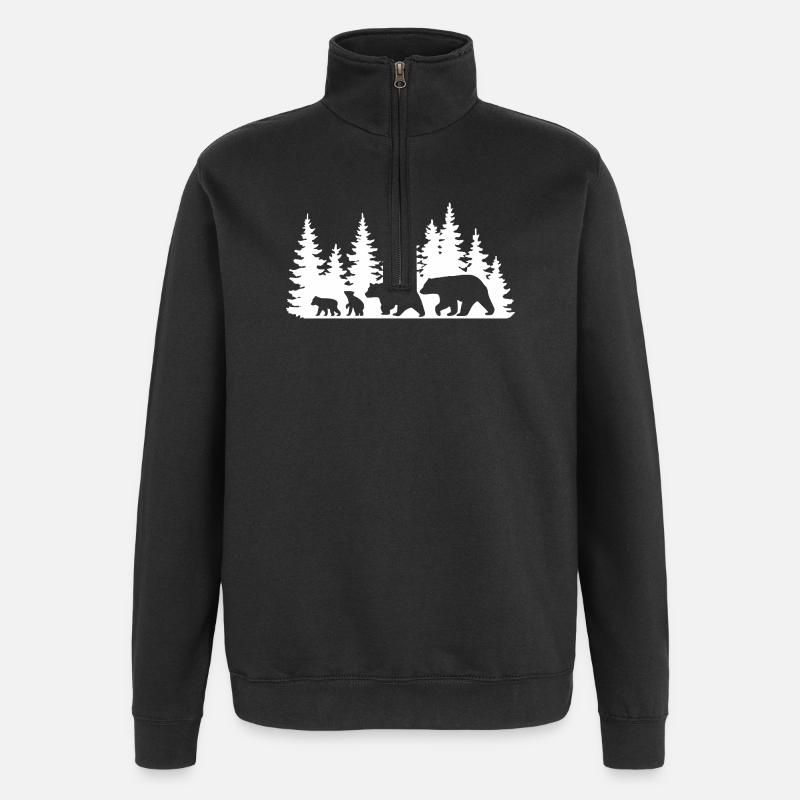 Silhouette Forêt Faune Design - Sweat à zip 1/4 - noir