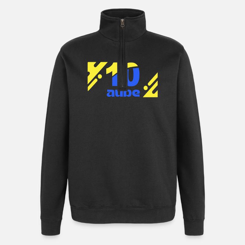 Dix Aube Logo Bleu Jaune - Sweat à zip 1/4 - noir
