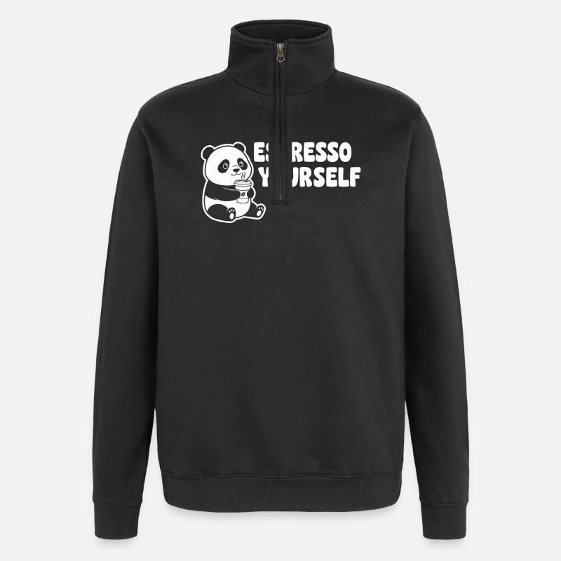 Panda Espresso Yourself Motif - Sweat à zip 1/4 - noir
