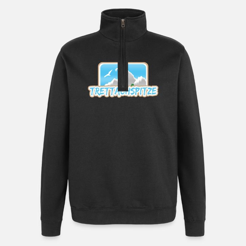 Trettachspitze als Berg - Quarter-Zip-Sweatshirt - Schwarz