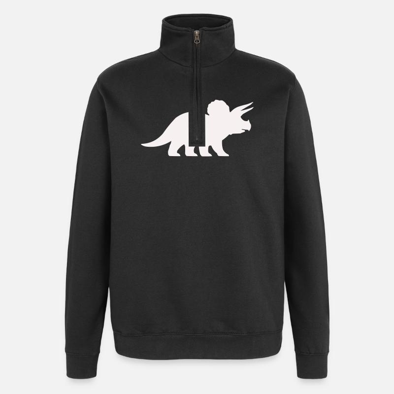 Triceratops Silhouette – Minimal Dino - Quarter-Zip Sweatshirt - black