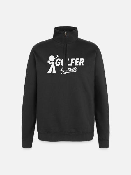 Golf, Golfer Forever Silhouette - Quarter-Zip-Sweatshirt - Schwarz