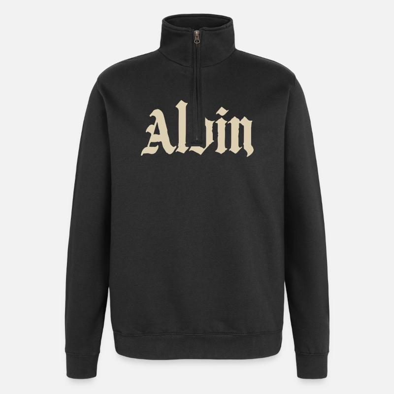Abhin in Gothic Script - Quarter-Zip Sweatshirt - black