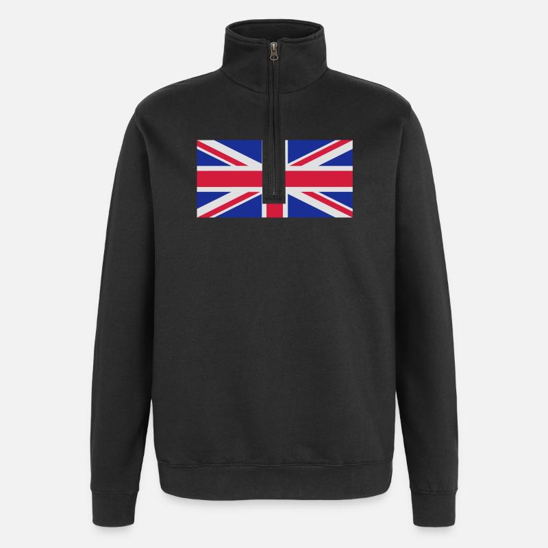 Britische Flagge - Quarter-Zip-Sweatshirt - Schwarz