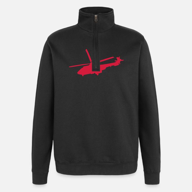 hélicoptère - Sweat à zip 1/4 - noir