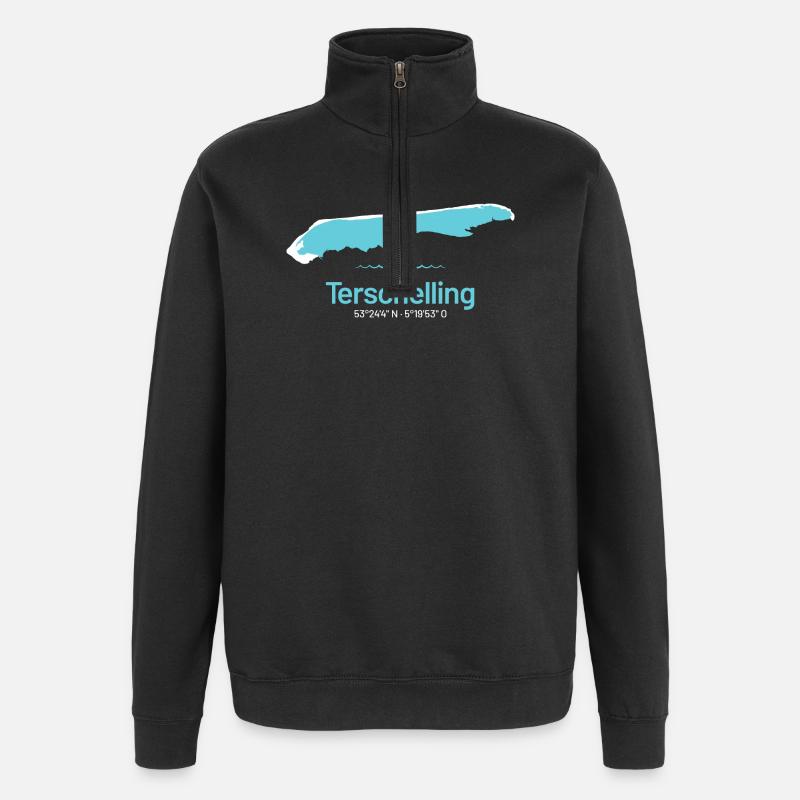 Terschelling | Design-Landkarte - Quarter-Zip-Sweatshirt - Schwarz
