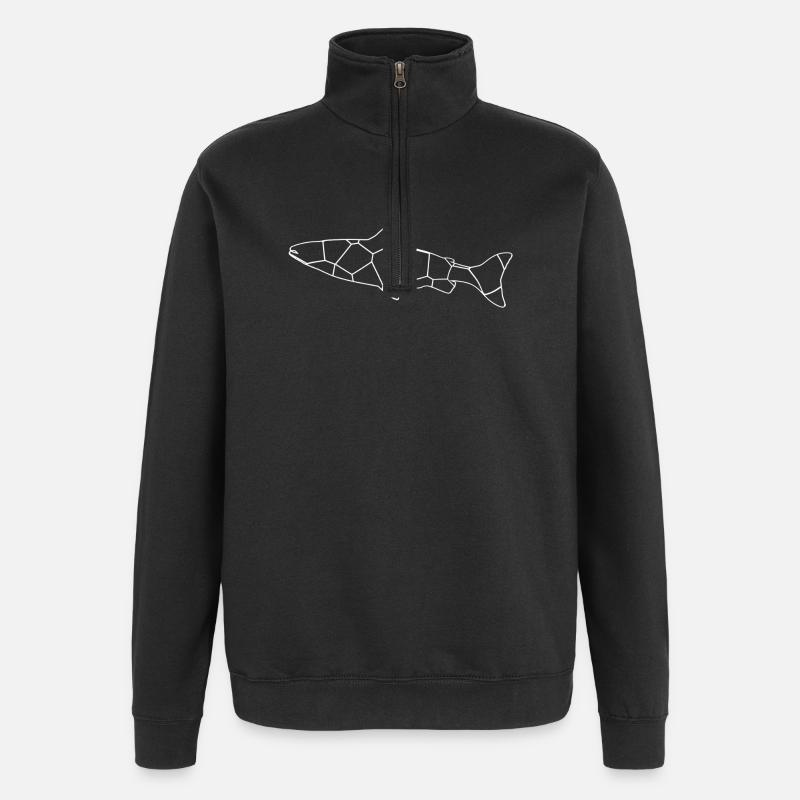 poisson - Sweat à zip 1/4 - noir