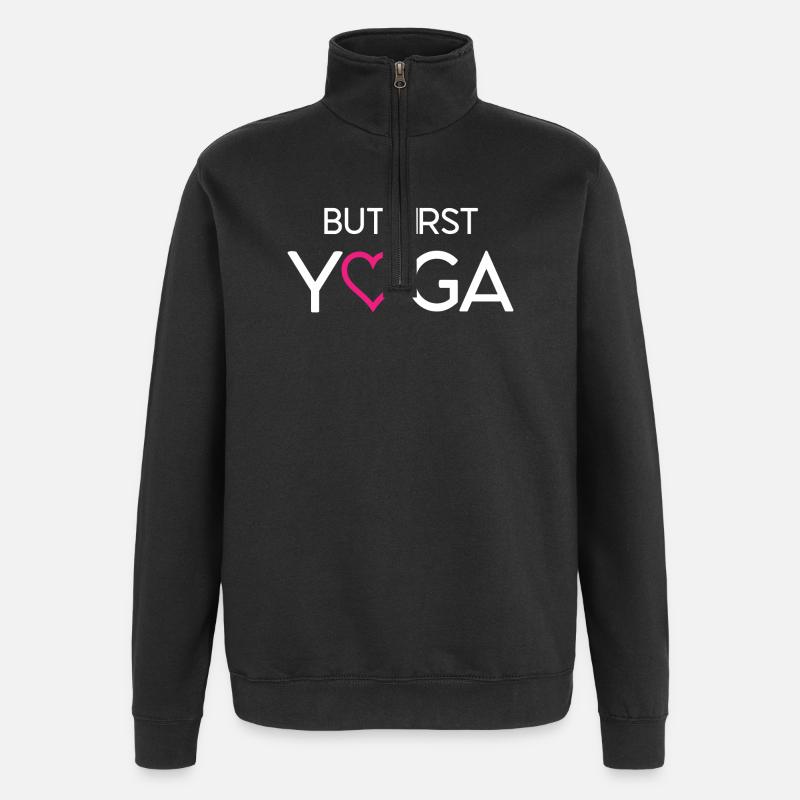 But First Yoga - Quarter-Zip Sweatshirt - black