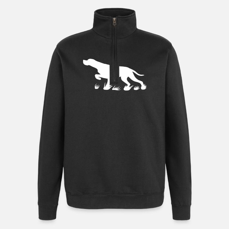 Pointer protruding (white) - Quarter-Zip Sweatshirt - black