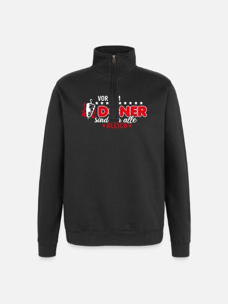 Döner lustiger Spruch - Quarter-Zip-Sweatshirt - Schwarz
