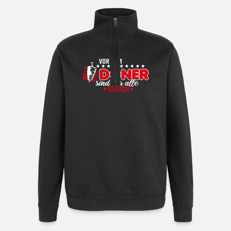 Döner lustiger Spruch - Quarter-Zip-Sweatshirt - Schwarz