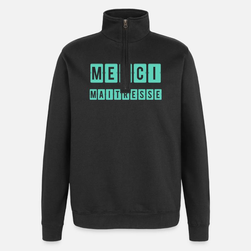 MAÎTRESSE. MAITRE. MERCI. MERCI MAÎTRESSE - Sweat à zip 1/4 - noir