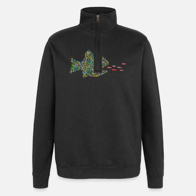 POISSON MANGE-VOITURES - Sweat à zip 1/4 - noir